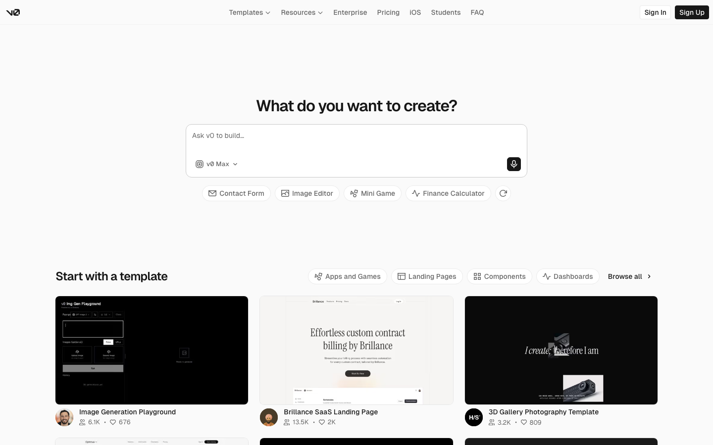 v0 screenshot 1