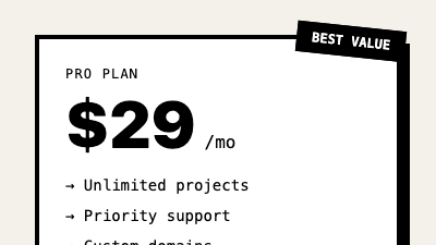 Brutalist Pricing Card