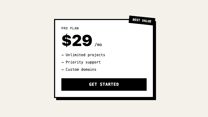 Brutalist Pricing Card screenshot 1