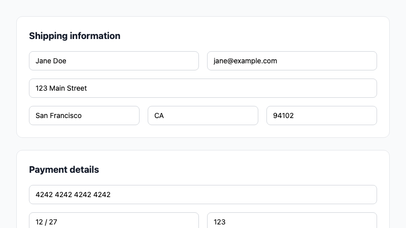 Checkout Form screenshot 1