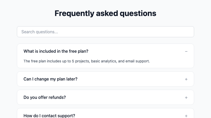 FAQ Accordion screenshot 1