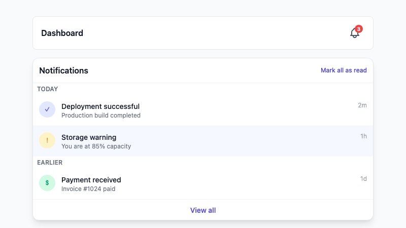 Notification Dropdown screenshot 1