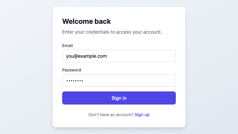 Responsive Auth Form screenshot 1