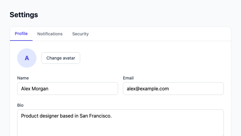 Settings Page screenshot 1