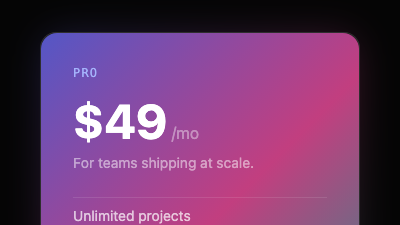 Tilted 3D Pricing Card