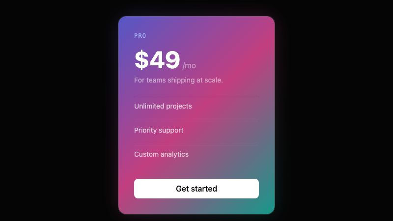 Tilted 3D Pricing Card screenshot 1